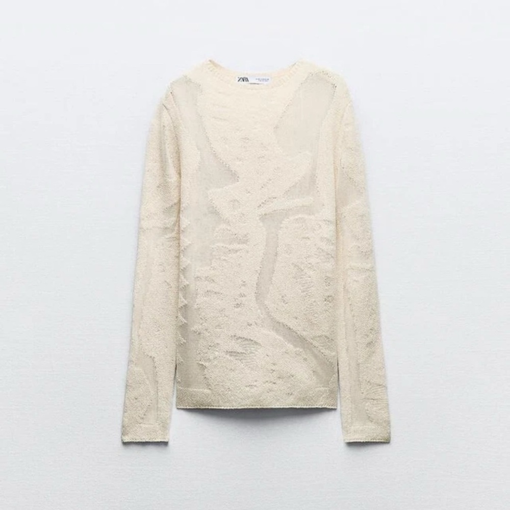 NWT Zara Women's Cream Long Sleeve Top